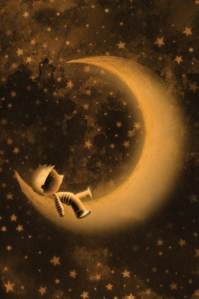 Stampa "Il bambino che amava la luna sdraiato"